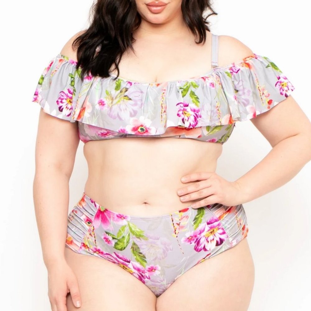 2X or 3X Plus size Tropical Bikini Set womens swimsuit top/bottom NEW